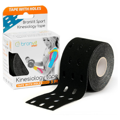 Тейп BronVit Sport Kinesio Tape děrovaný чорний