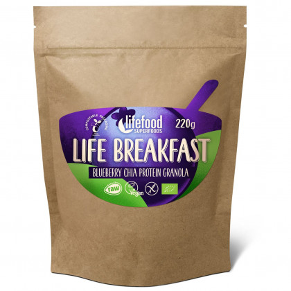Granola Lifefood Life Breakfast Bio Raw borůvková s chia semínky