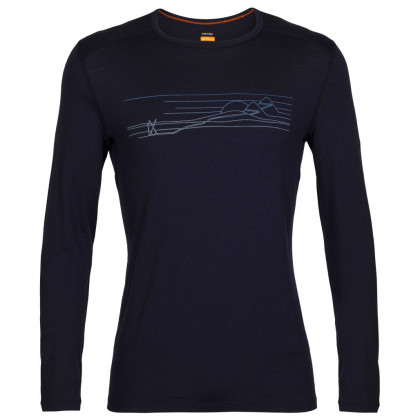 Чоловіча функціональна футболка Icebreaker 200 Oasis LS Crewe Ski Stripes темно-синій