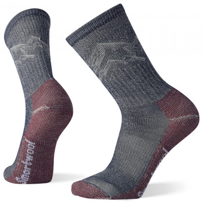 Чоловічі шкарпетки Smartwool HIKE CE LC MOUNTAIN PATTERN CREW сірий/червоний