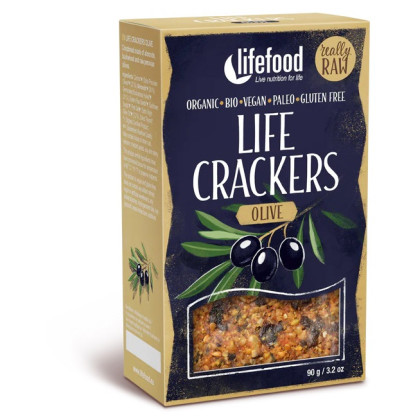 Крекери Lifefood LIFE CRACKERS Olivové RAW BIO 90 g коричневий