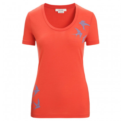Жіноча футболка Icebreaker Women Tech Lite II SS Scoop Tee Swarming Shapes помаранчевий