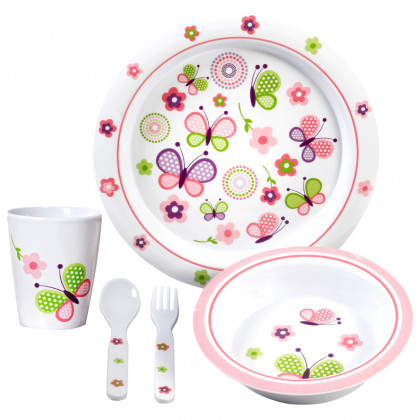 Дитячий набір посуду Brunner Butterfly 3+ bílá/růžová