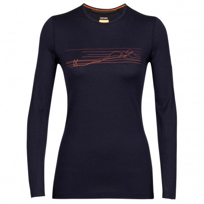Жіноча функціональна футболка Icebreaker 200 Oasis LS Crewe Ski Stripes темно-синій