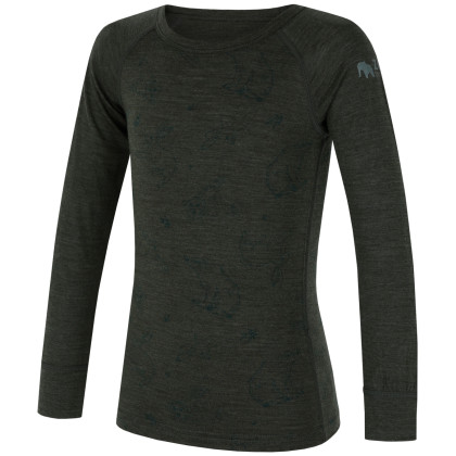 Дитяча футболка Zulu Merino Woody 160 Long зелений dark green melange