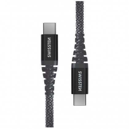 Кабель для зарядки і передачі даних Swissten Kevlar USB-C/USB-C 1,5 m темно-сірий