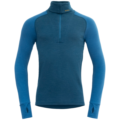 Чоловіча функціональна футболка Devold Expedition Merino Silk Zip Man синій FLOOD/BLUE