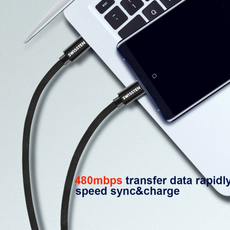 Кабель для зарядки і передачі даних Swissten Textile USB-C / USB-C 1,2 m