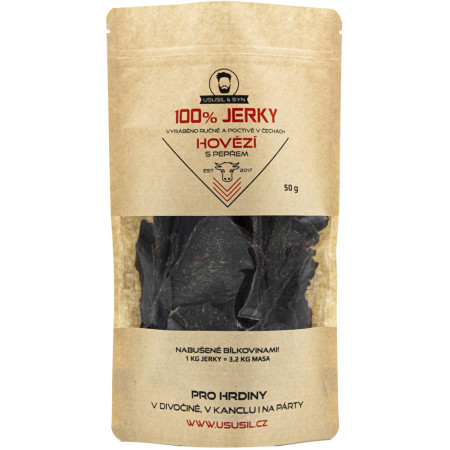 Jerky Usušil & Syn 100% Hovězí s pepřem 50 g коричневий