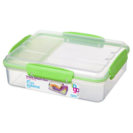 Svačinový box Sistema Snack Attack Duo To Go světle zelená