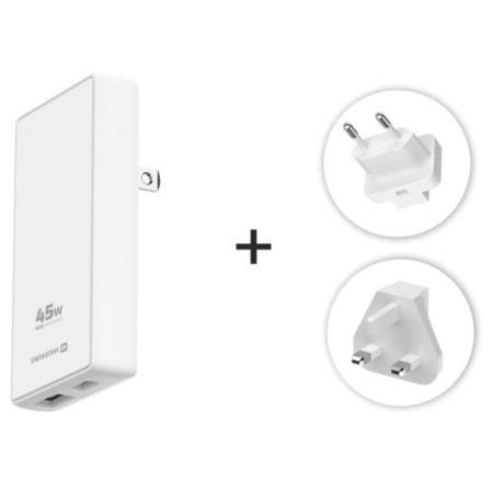 Адаптер Swissten World Travel Charger 45W GaN USB-C + USB-A
