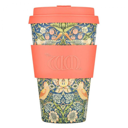 Термокружка Ecoffee cup William Morris Gallery, Strawberry Thief 400 ml рожевий