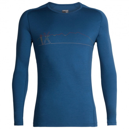 Чоловіча футболка Icebreaker Mens 200 Oasis Deluxe Raglan LS Crewe Single Line Ski синій PrussianBlue