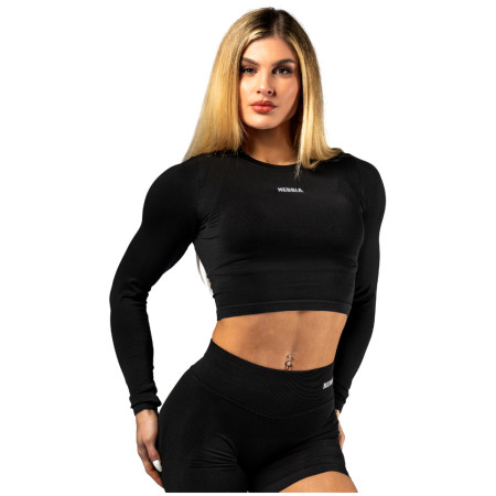 Жіночий топ Nebbia Seamless Long Sleeve Crop Top Power чорний BLACK