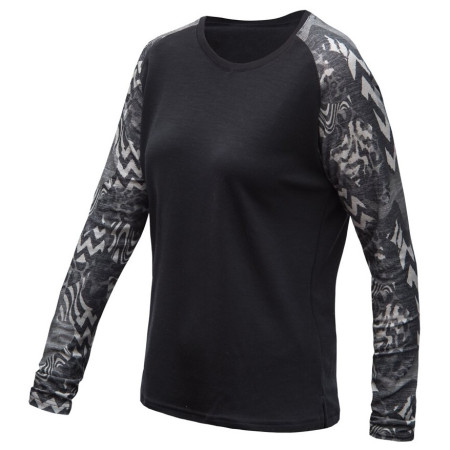 Жіноча функціональна футболка з д. рукавом Sensor Merino Blend Impress чорний/сірий černá/zebra