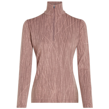 Жіноча функціональна футболка Icebreaker Women Merino 260 Tech Vertex LS Half Zip Delta Lines AOP коричневий Summit/Blush/J