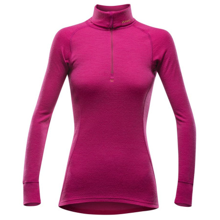 Жіноча футболка Devold Duo Active Woman Zip Neck червоний/рожевий Cerise