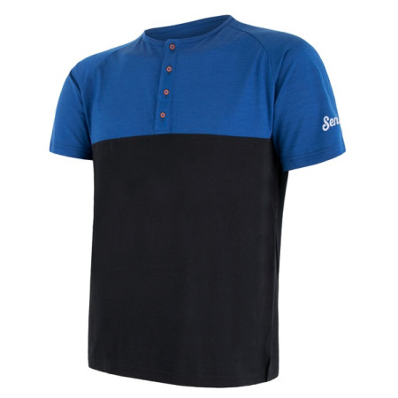 Pánské funkční triko Sensor Merino Air PT knoflíčky černá/modrá modrá/černá