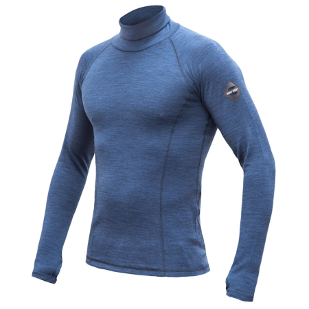 Чоловіча функціональна футболка Sensor Merino Bold Roll Neck dl.rukáv синій Cool Blue