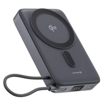 Павербанк Swissten 10000 mAh Qi2 MagSafe power bank сірий