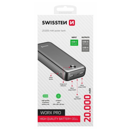 Повербанк Swissten Worx Pro 20000 mAh