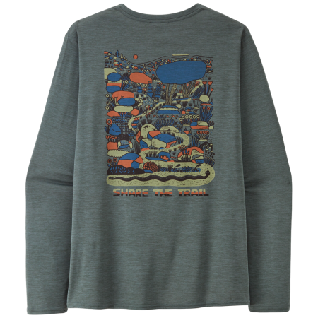 Чоловіча футболка Patagonia M's L/S Cap Cool Daily Graphic Shirt - Lands зелений Commontrail: Nouveau Green X-Dye