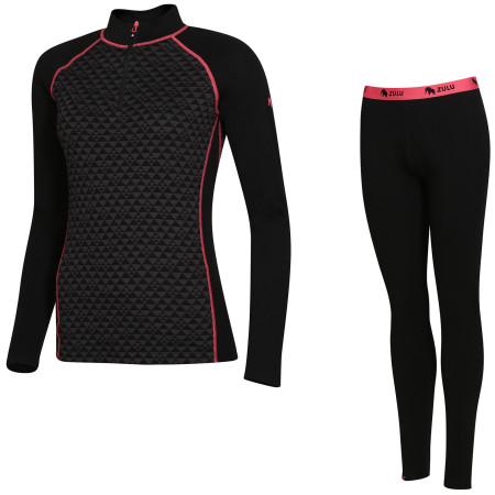 Жіночий функціональний комплект Zulu Merino 240 Zip Long чорний/рожевий Black/Pink