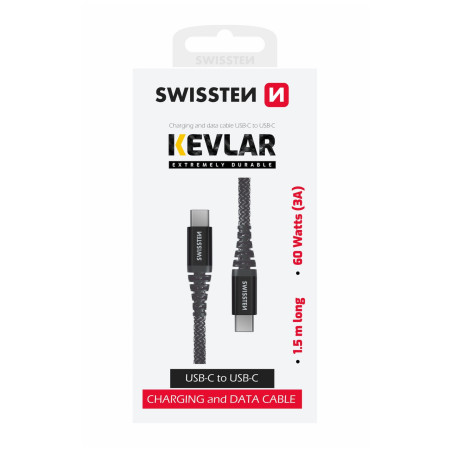 Кабель для зарядки і передачі даних Swissten Kevlar USB-C/USB-C 1,5 m