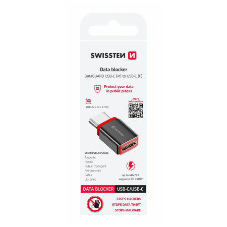 Адаптер Swissten Dataguard With Data Blocking USB-C (Male) / USB-C (Female)