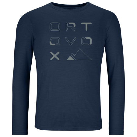 Чоловіча футболка Ortovox 185 Merino Brand Outline Ls M синій deep ocean