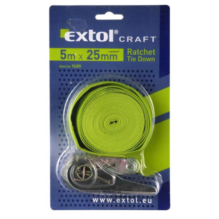 Upínací pás ráčnový Extol 5m x 25mm, max. 150kg