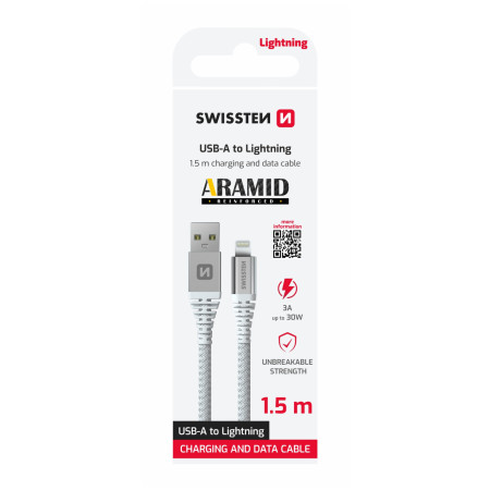 Кабель Swissten Aramid Reinforced USB / Lightning 1,5 m