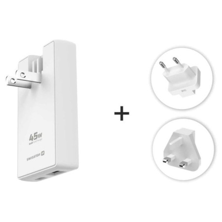 Адаптер Swissten World Travel Charger 45W GaN USB-C + USB-A