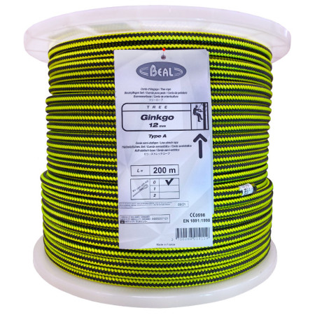 Арбористична мотузка Beal Ginkgo 12mm 200m чорний/жовтий