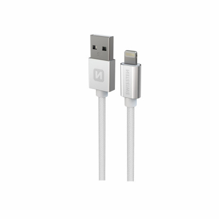 Кабель для зарядки і передачі даних Swissten Textile USB / Lightning 1,2 m срібний stříbrná