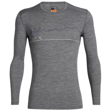 Pánské triko Icebreaker Mens 200 Oasis LS Crewe Single Line Ski šedá Gritstone HTHR