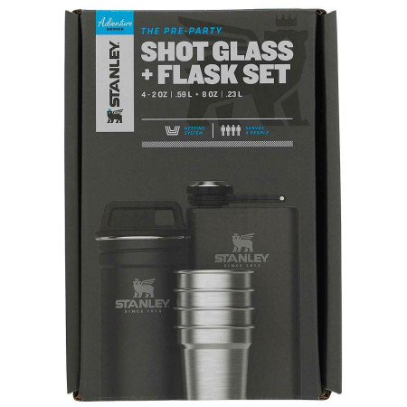 Dárkový set Stanley Adventure series Placatka 250ml + 4 ks panák černá černá mat