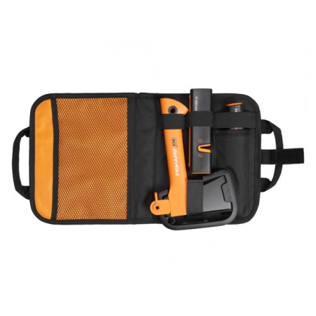 Kempingová sada Fiskars sekera + nůž + ostřič oranžová Orange