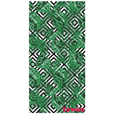 Rychleschnoucí osuška Towee Monstera 80x160 cm bílá/zelená Monstera
