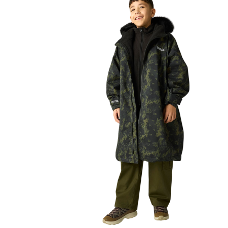Дитяче водонепроникне пальто Regatta Junior Waterproof Changing Robe Pro Bark Green