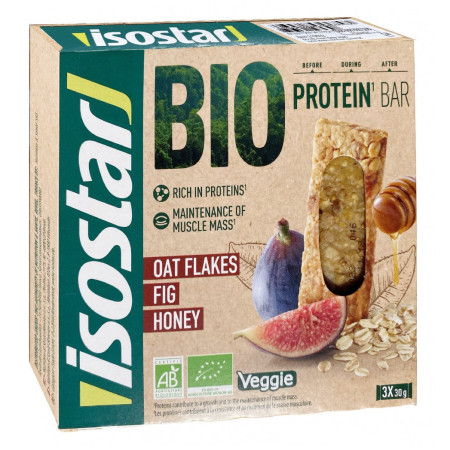 Енергетичні батончики Isostar BIO proteinové tyčinky fíky/med 3x30g
