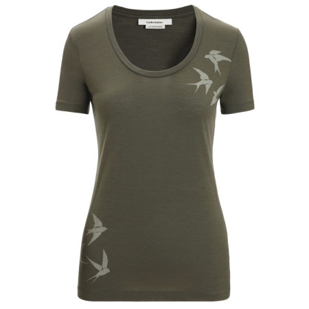 Жіноча футболка Icebreaker Women Tech Lite II SS Scoop Tee Swarming Shapes зелений