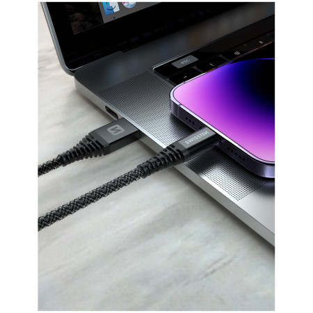 Кабель для зарядки і передачі даних Swissten Kevlar USB-C/Lightning 1,5 m