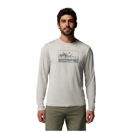 Чоловіча футболка Columbia Parsons Point™ Ls Graphic Tee бежевий Dark Stone Heather Framed Peakscape