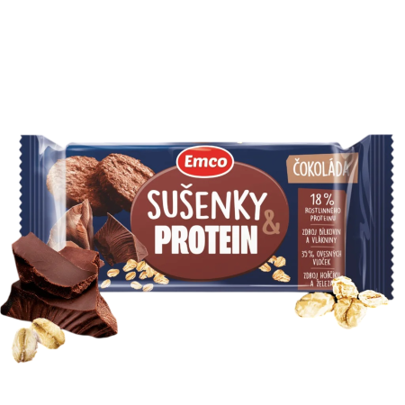 Їжа для подорожей Emco Ovesné sušenky s čokoládou a proteinem 60g