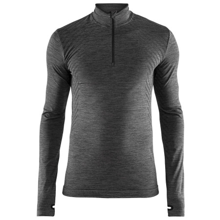 Pánské triko Craft Fuseknit Comfort Zip šedá BLACK MELANGE