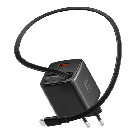 Адаптер Swissten SlideCharge Gan 45W, 1X USB-A 18W + kabel USB-C 0,75 m