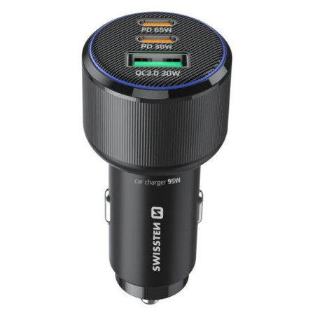 Адаптер Swissten Car Charger 2x USB-C PD + USB-A, 95 W + cabel USB-C / USB-C, 1 m