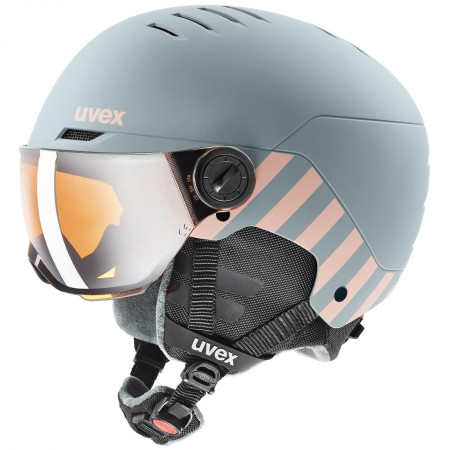 Дитячі гірськолижний шолом Uvex Rocket Jr. Visor сірий/рожевий blush mat