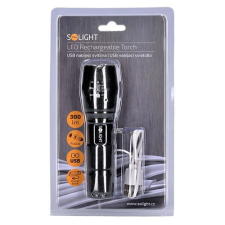 Акумуляторний ліхтарик Solight LED Rechargeable Torch